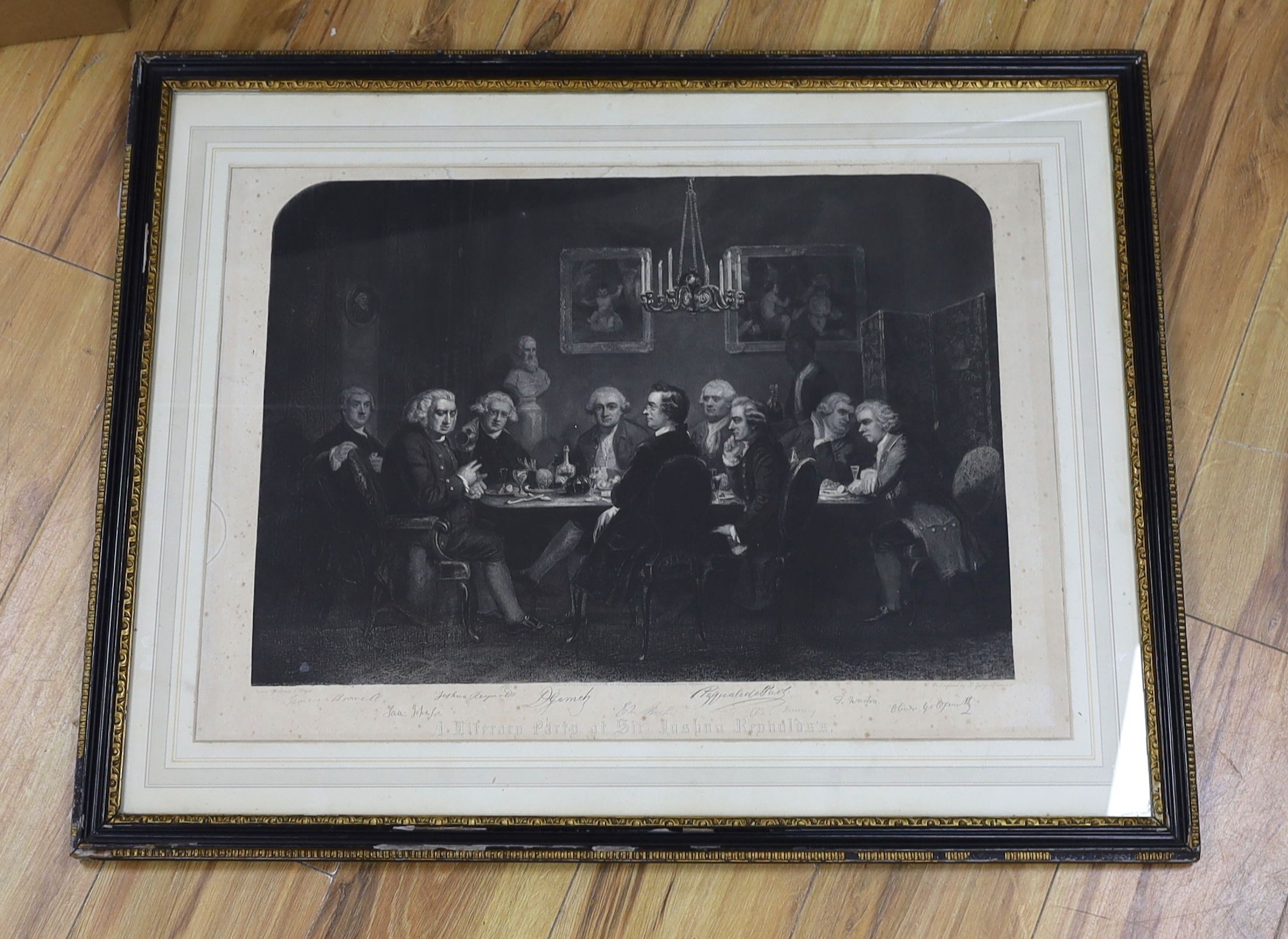 George Thompson after James Doyle, engraving, 'A Literary Party at Sir Joshua Reynolds' 1851, overall 45 x 63cm